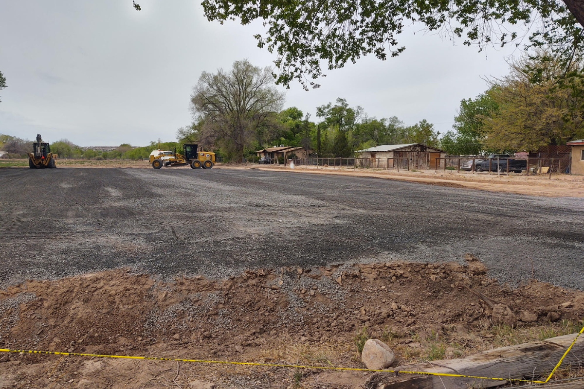 In a letter to the council, Mayor Fred Hashimoto, Village Administrator Melanie Romero and others, Nancy Baumgardner wrote that she spotted several pieces of heavy machinery laying down a layer of rock over a large part of the front of the Gonzales Field. That property is across Corrales Road from the Village Administration Complex.