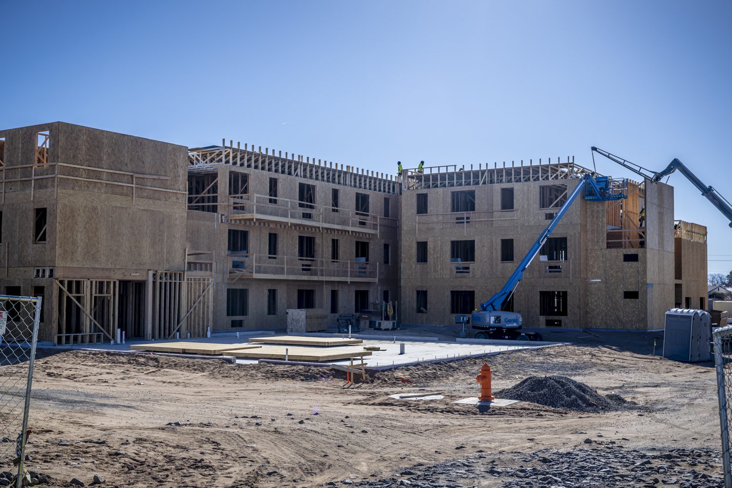 Pictured are the Route 66 Flats, a new affordable housing apartment complex being built in Albuquerque’s westside near 98th.