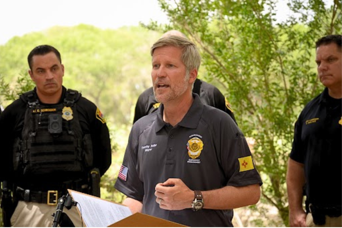 Mayor Tim Keller speaks during a press conference on Bosque and open space fire prevention Tuesday, June 24, at Tingley Beach. City officials urged public vigilance after a string of suspected arsons prompted new patrols and technology deployments ahead of the Fourth of July.