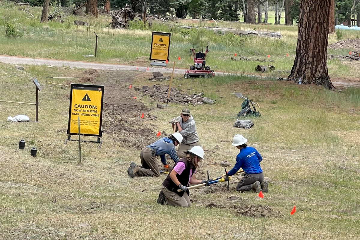 Trail crew members working on the new Cabin District Interpretive Trail NPS/D. Krueger