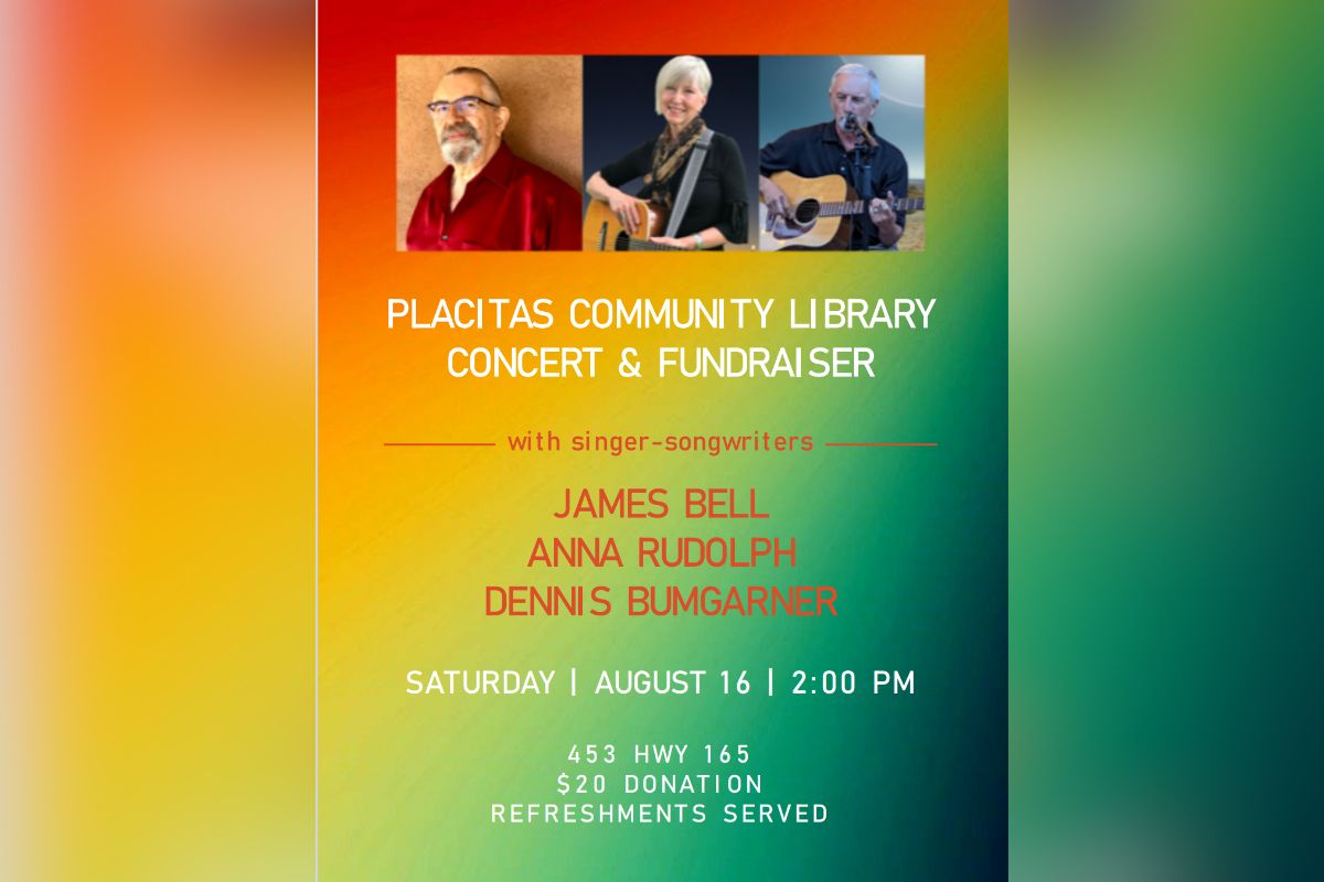 Three local singer-songwriters will perform original compositions in August to raise funds for the Placitas Community Library, which relies on community events to supplement its operations