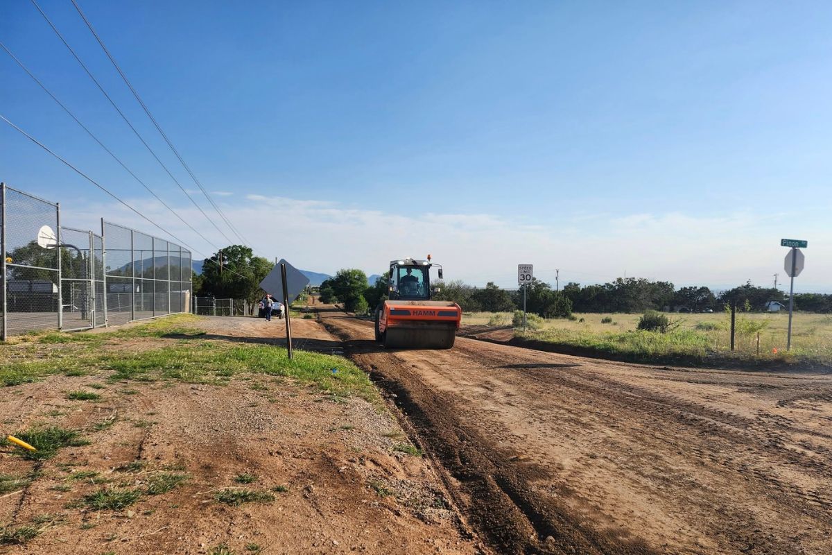 Workers prep Cactus Road for a construction project that begins Monday. (Town of Edgewood)