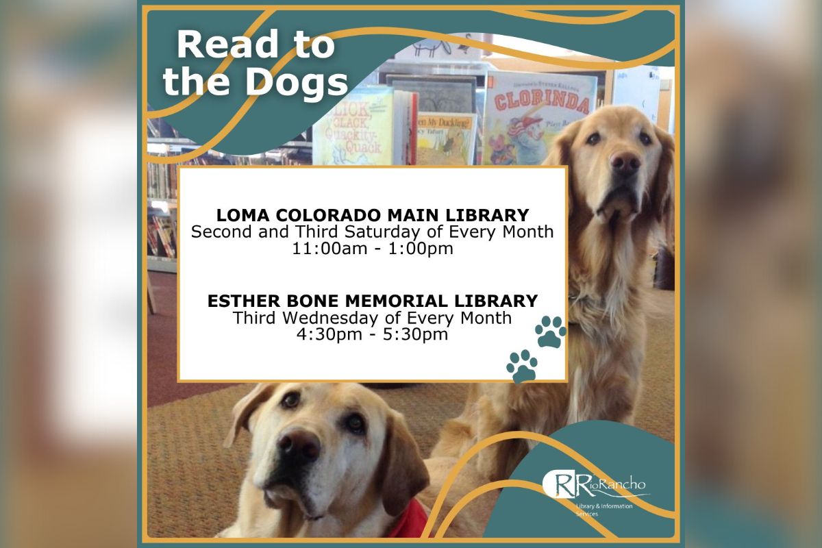 Two Rio Rancho libraries are launching monthly reading programs featuring volunteer therapy dogs to help children practice their literacy skills in a relaxed environment.