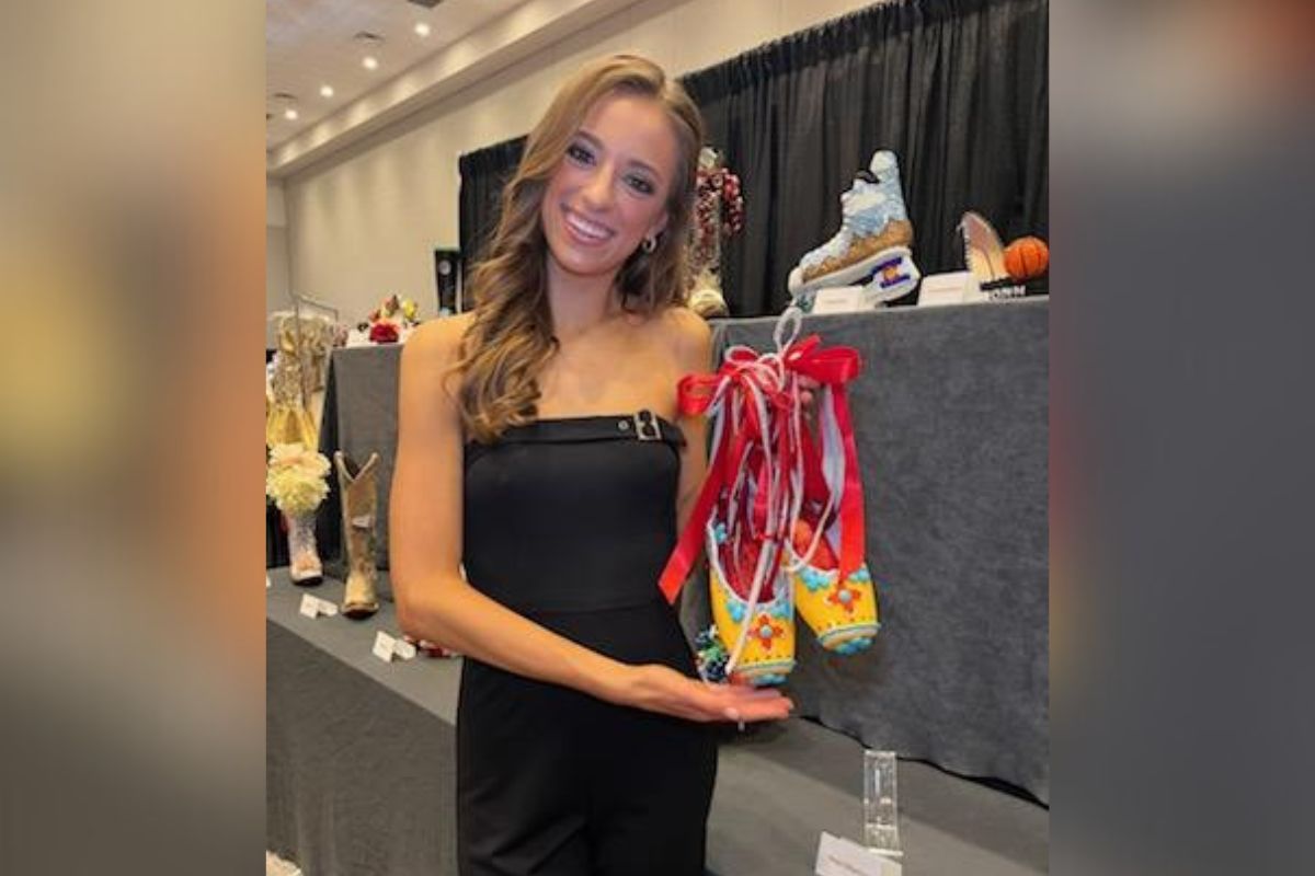Miss New Mexico Madyson Kettler designed this footwear for the Sept. 5th Show Us Your Shoes Parade, part of the Miss America pageant finals. She says the shoes represent both her journey and her state. She wore the pointe shoes in a production of the New Mexico Ballet Company.