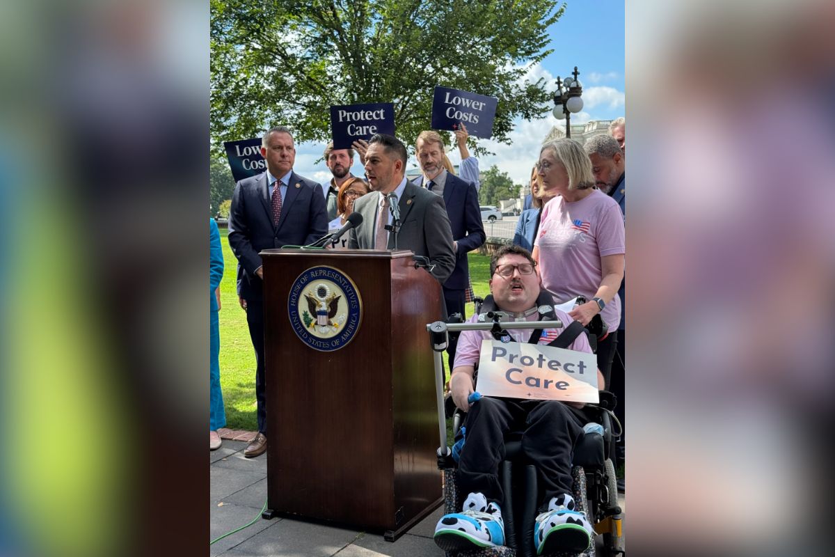 Rep. Gabe Vasquez, D-N.M., announces his cosponsored legislation Thursday aimed at reversing Republican health care cuts and permanently extending Affordable Care Act tax credits.