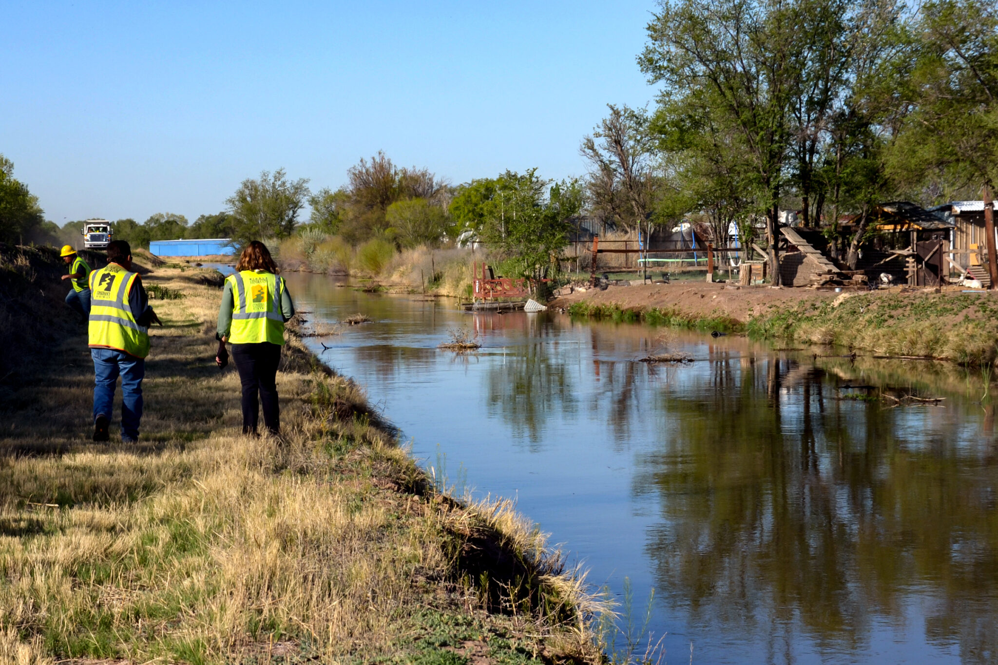 MRGCD staff inspect the Corrales Main Drain